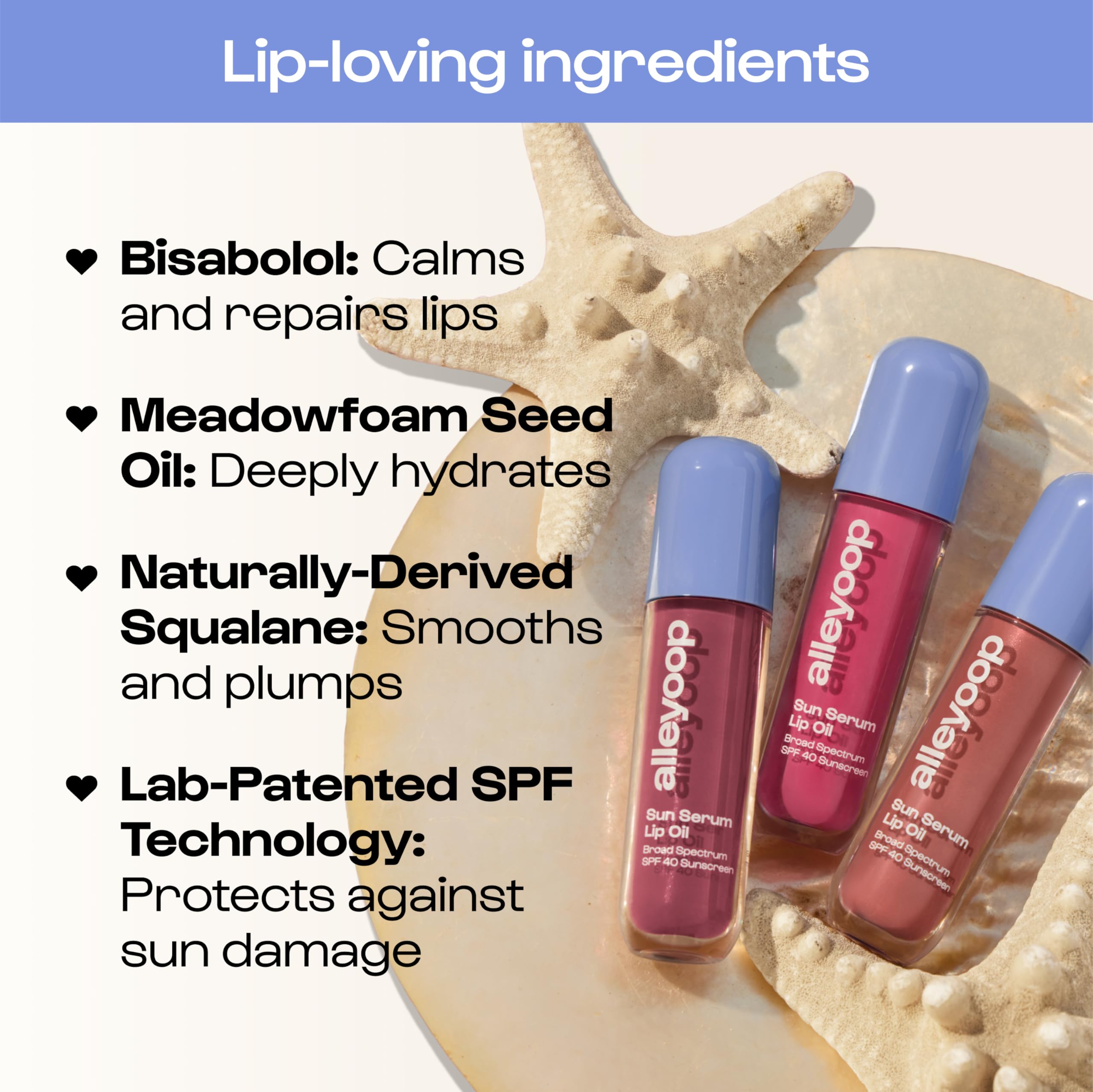ALLEYOOP Sun Serum Lip Oil Whirlwind swatch in vibrant pink.