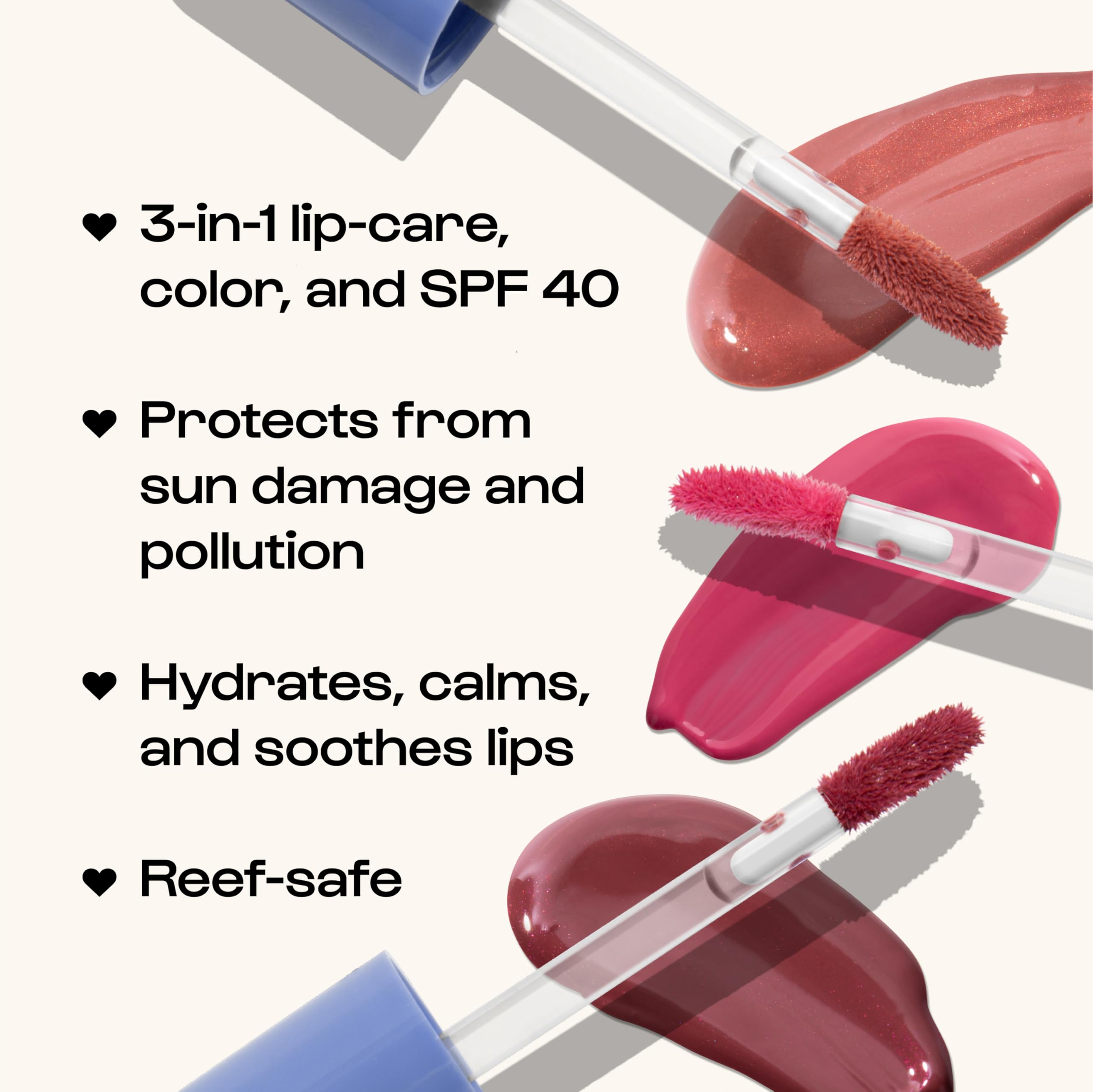 ALLEYOOP lip oil texture swatch shows glossy, serum-like glide for hydration.