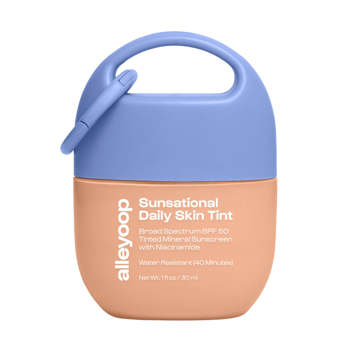 ALLEYOOP Sunsational bottle pump for easy, mess-free tinted SPF 50 application.