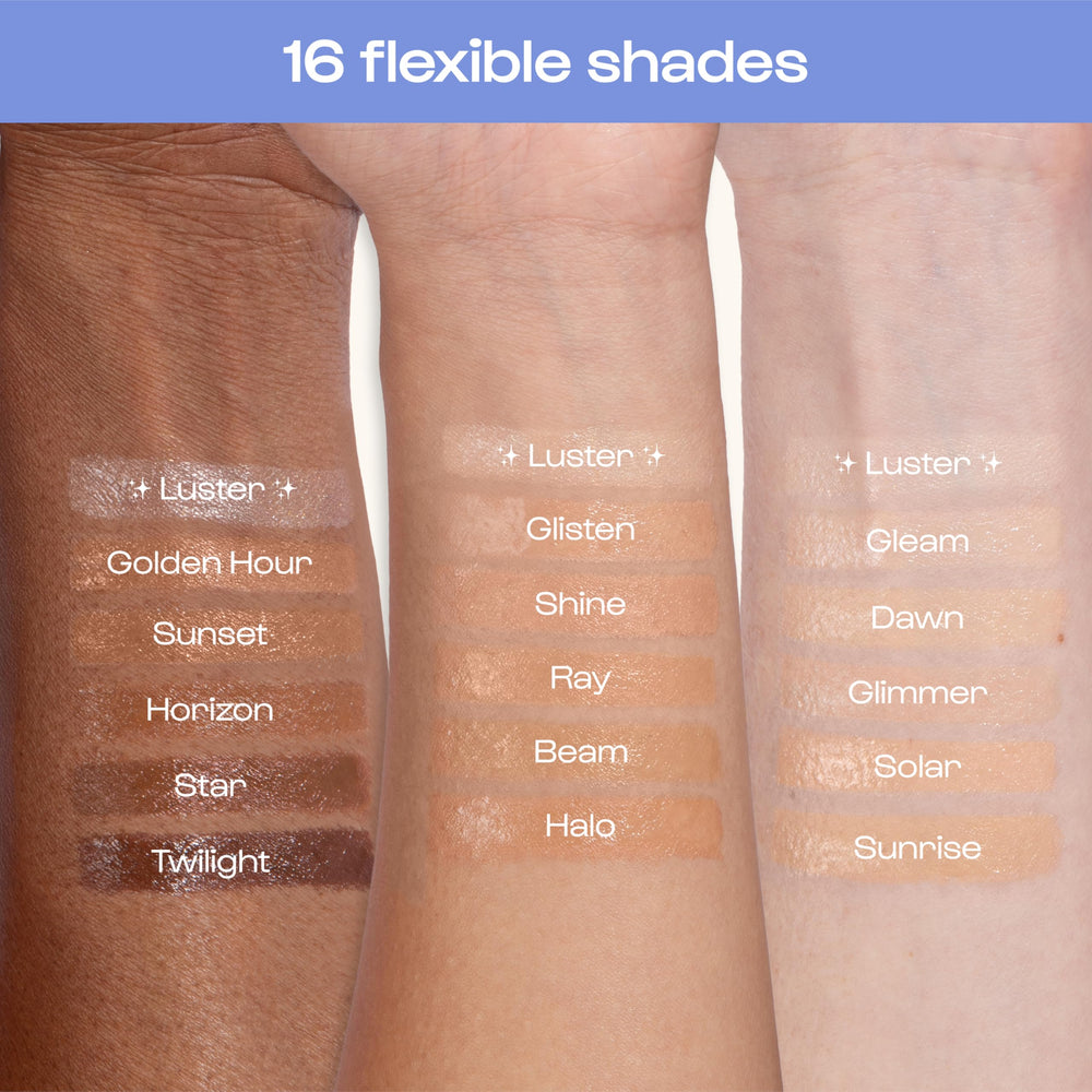 ALLEYOOP Sunsational finish close-up shows dewy, natural-looking complexion.