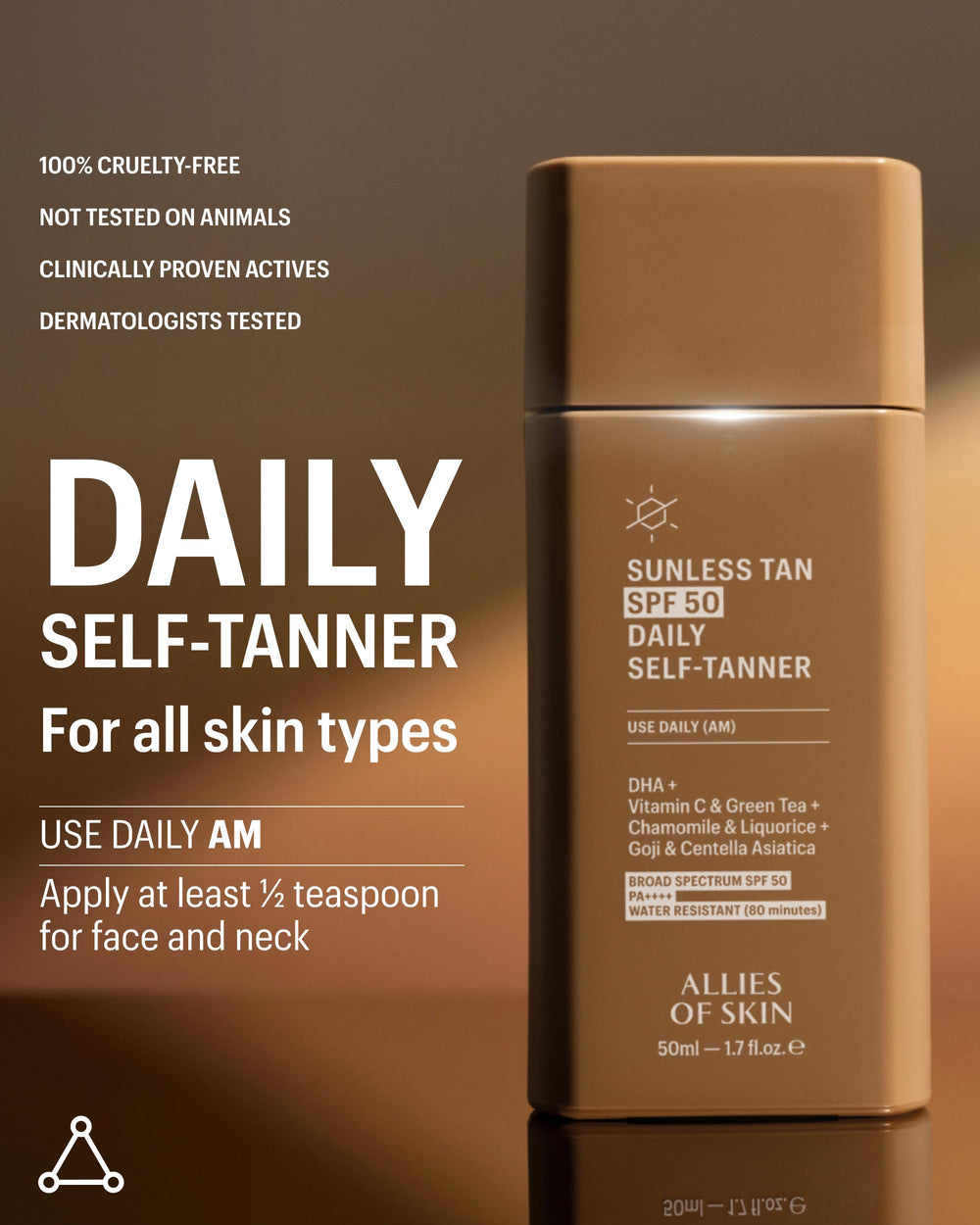 Allies of Skin makeup-ready tan finish ready for application