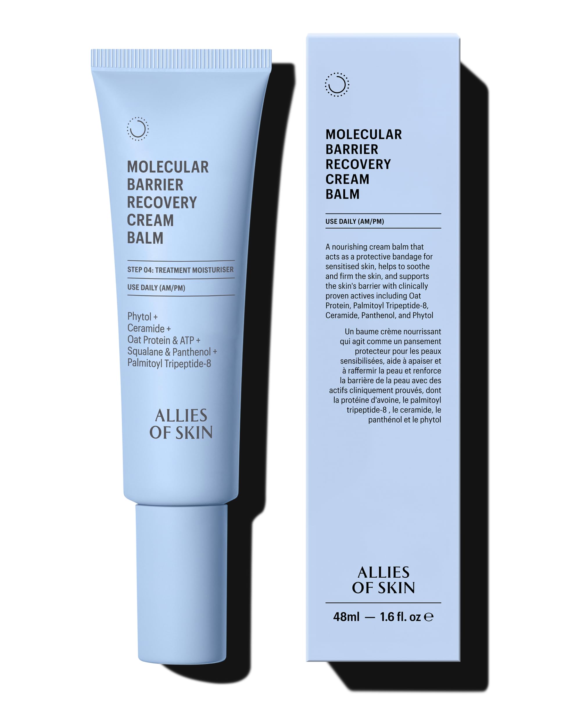 Allies of Skin Molecular Barrier Cream Balm jar shows rich texture for deep hydration and barrier support.