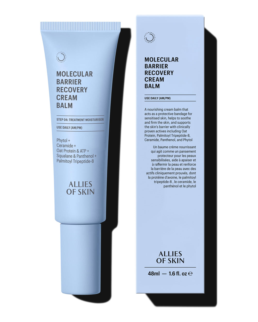 Allies of Skin Molecular Barrier Cream Balm jar shows rich texture for deep hydration and barrier support.