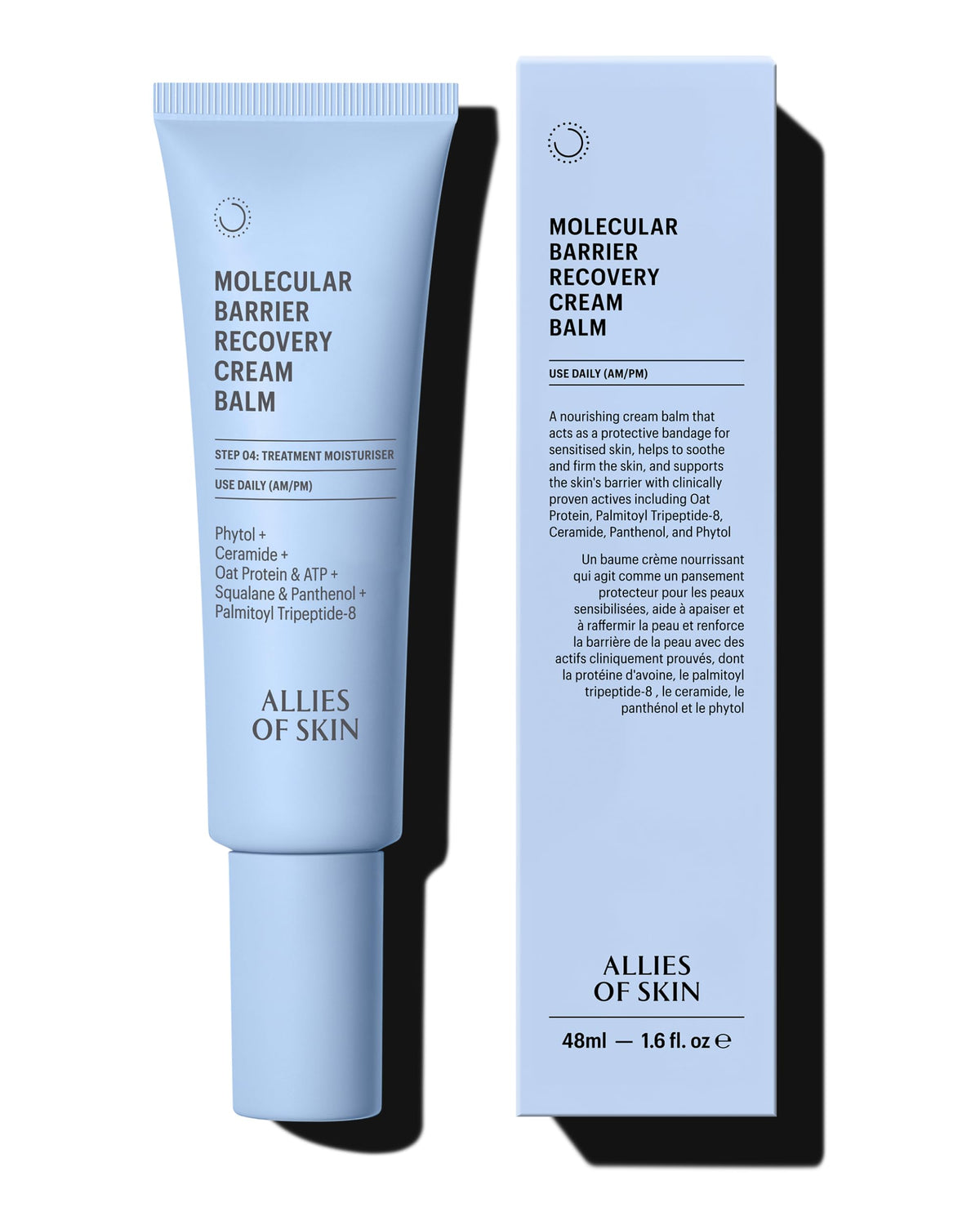 Allies of Skin Molecular Barrier Cream Balm jar shows rich texture for deep hydration and barrier support.