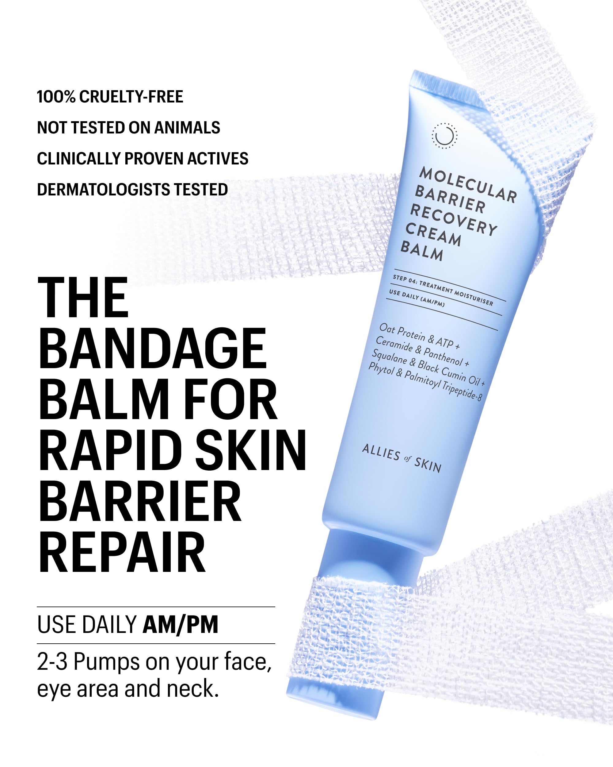 Allies of Skin Molecular Barrier Cream Balm image shows squalane's dewy finish on the skin.