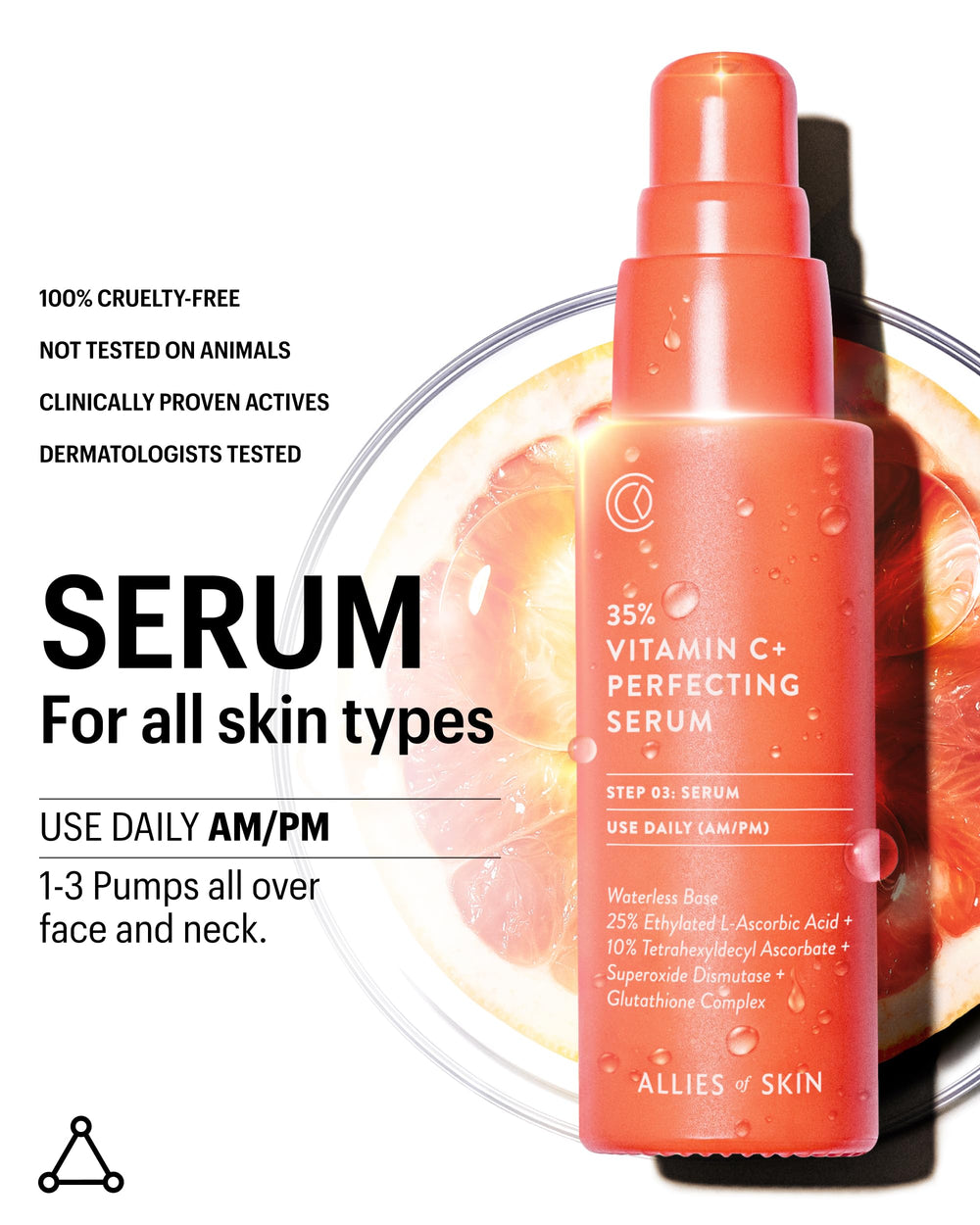Allies of Skin packaging box and bottle with premium look.