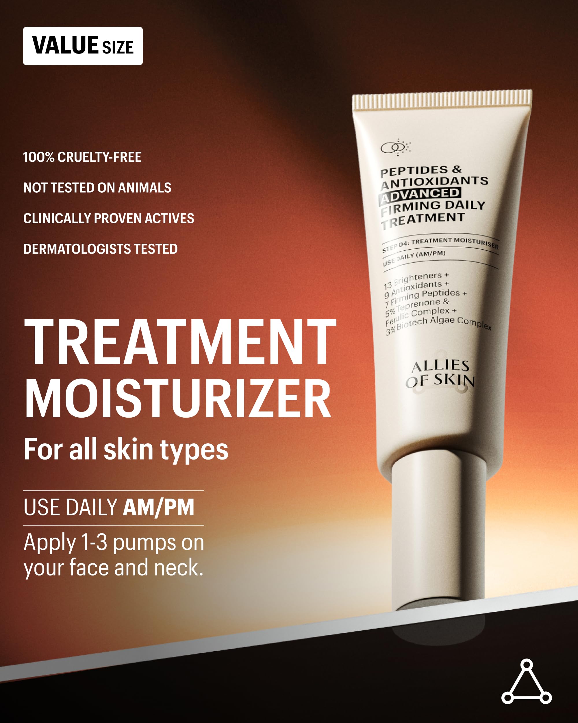 Allies of Skin ergothioneine note suggests gentle brightening and aging-prevention theme.