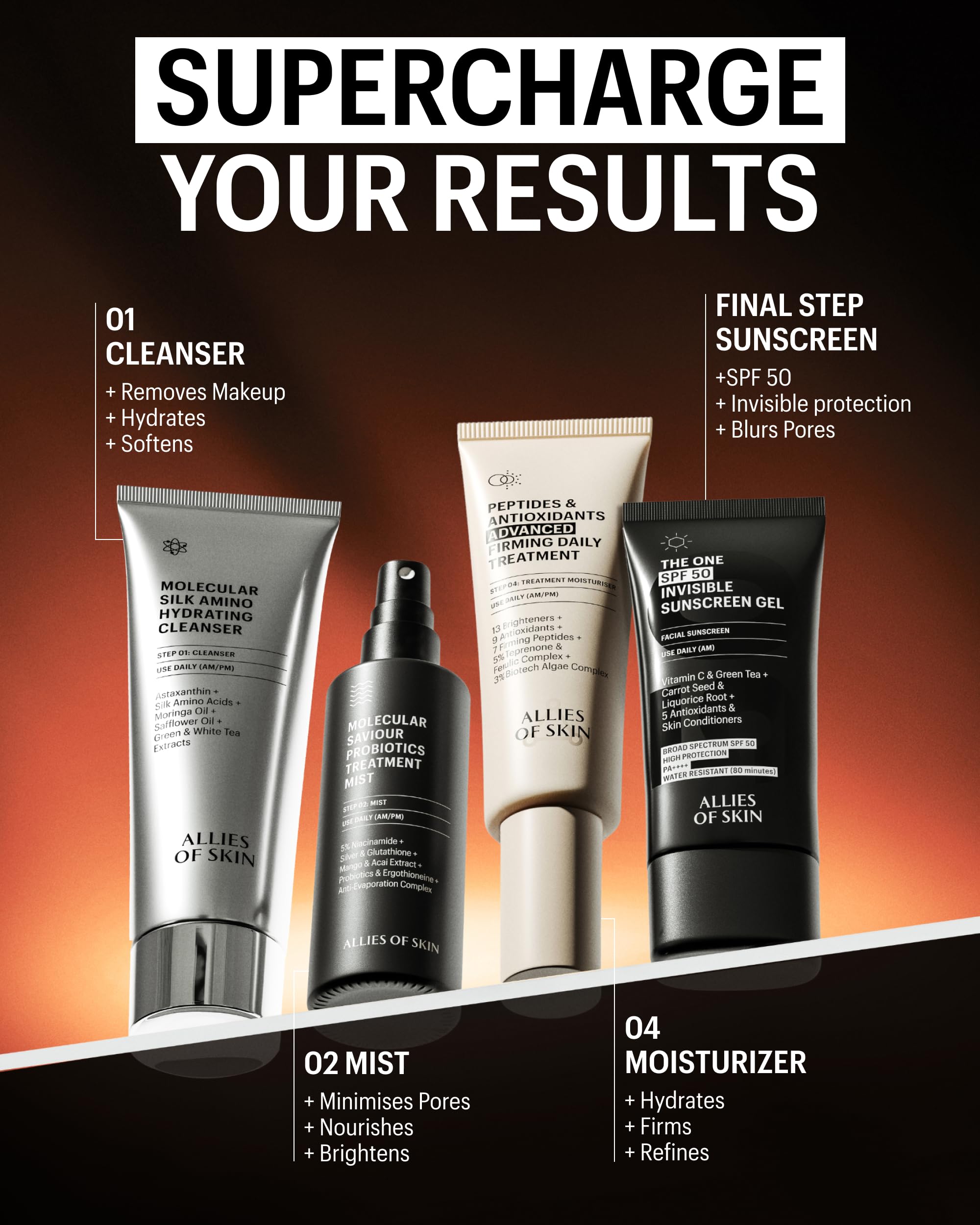 Allies of Skin texture close-up demonstrates creamy serum-like feel for quick absorption.