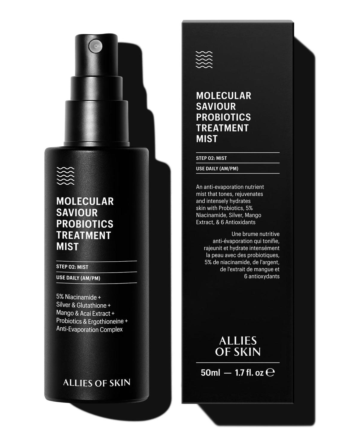 Allies of Skin Probiotic Face Mist bottle delivering deep hydration for the skin