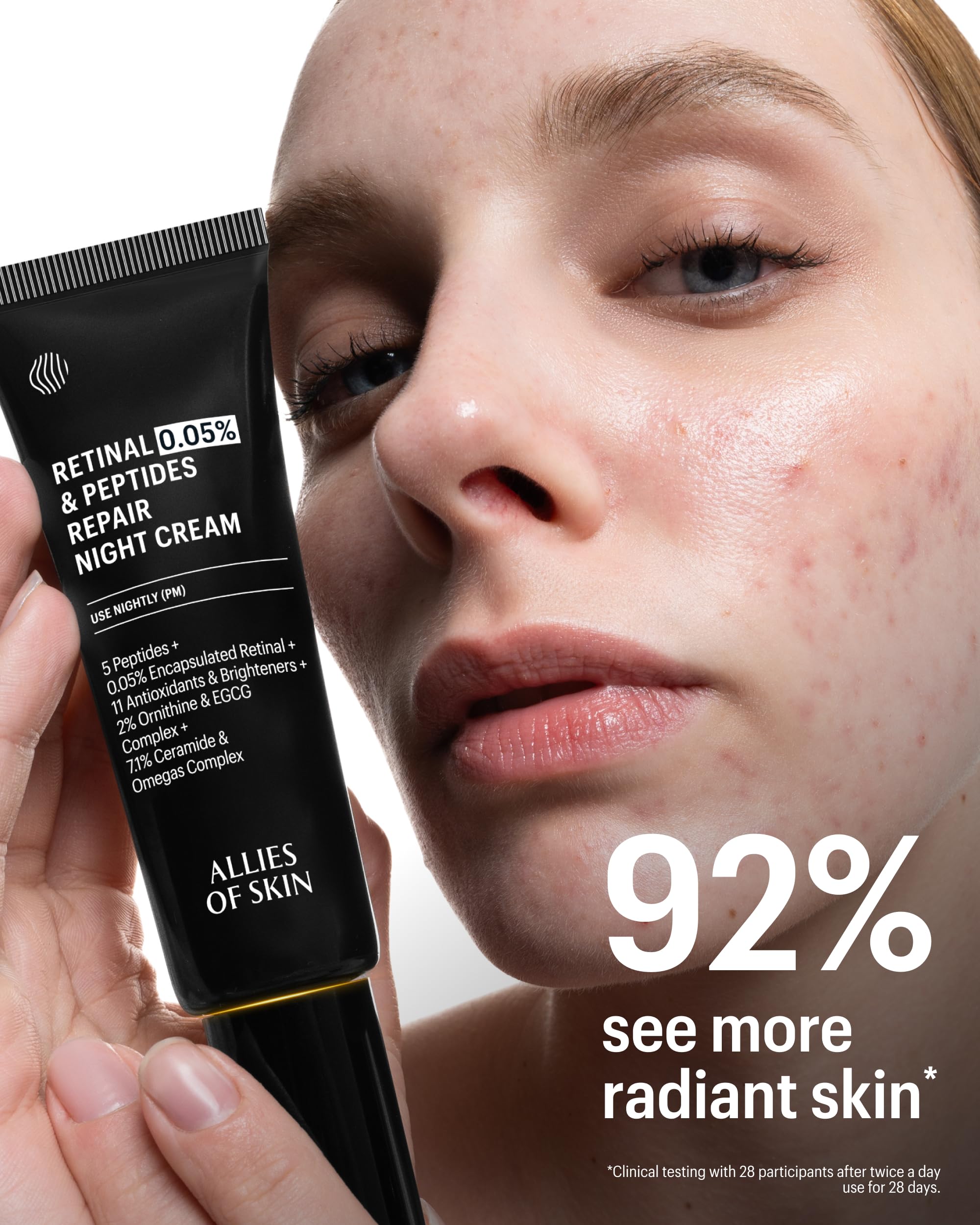 Allies of Skin retinal close-up texture shows smooth, absorbent cream