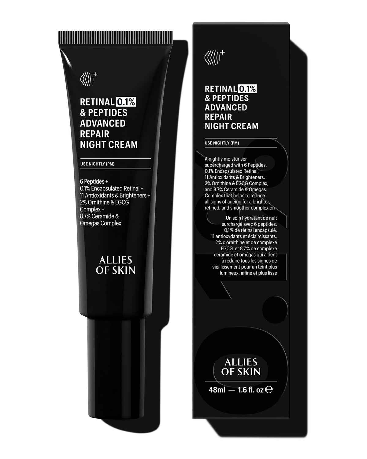 Allies of Skin Retinal 0.1% encapsulated retinal bottle for nightly care.