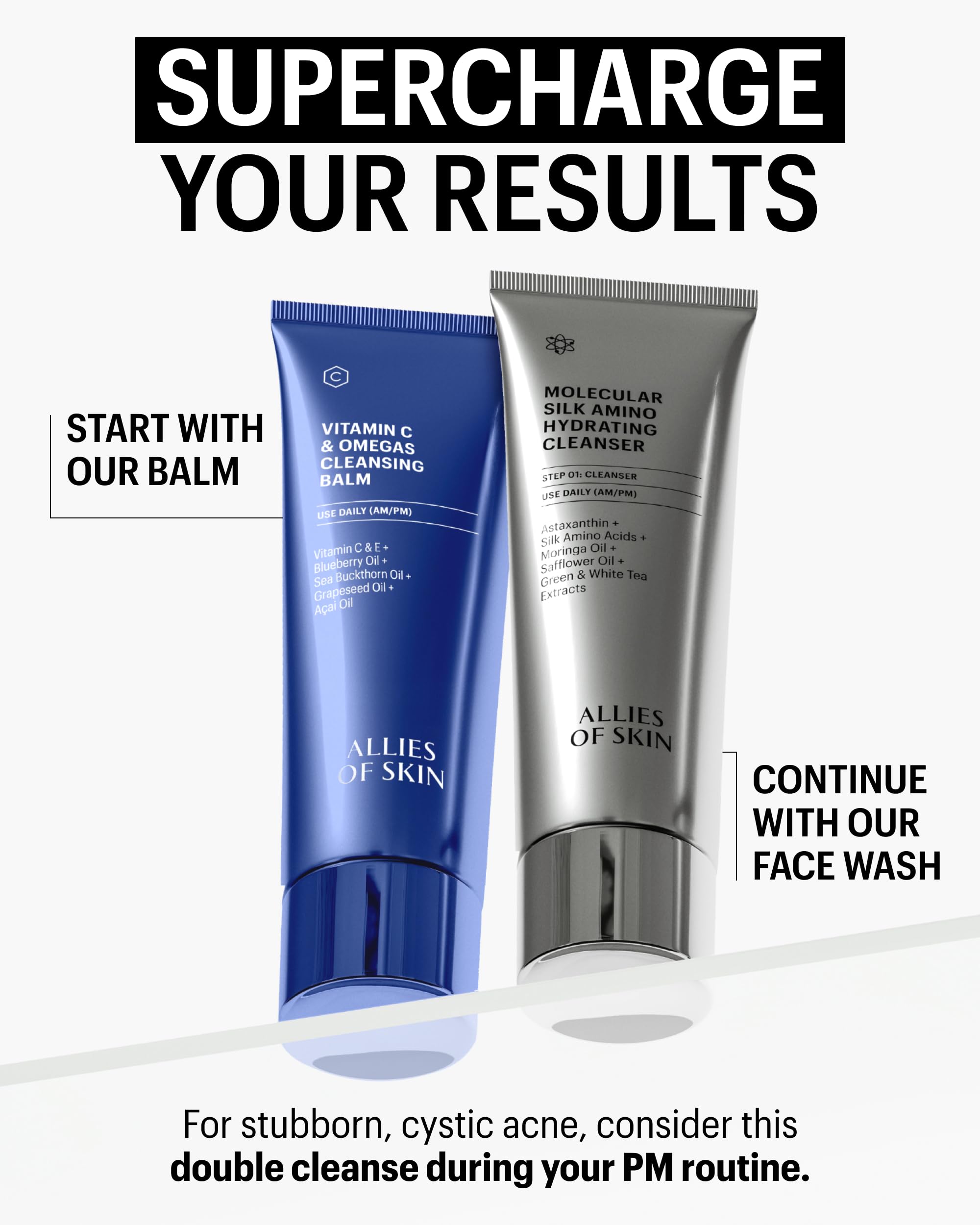 Allies of Skin Vitamin C & Omegas cleansing balm daily skincare routine.