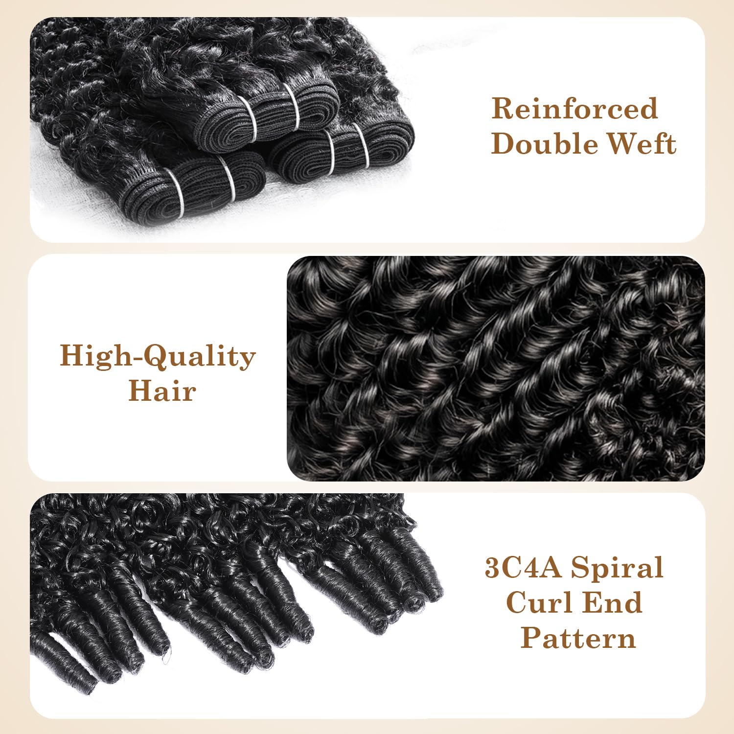 ALLRUN 3C4A curl definition close-up showing tight spirals and natural texture blend