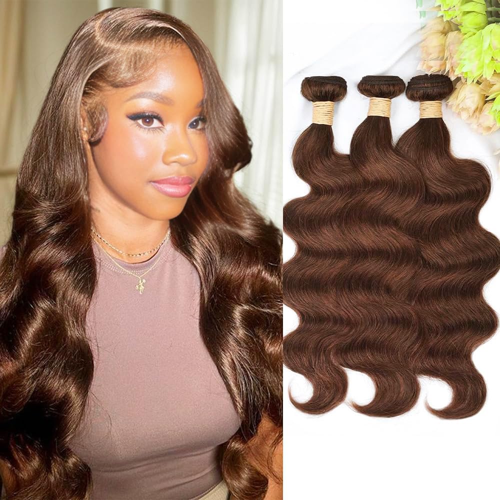 ALLRUN Brazilian Virgin hair bundles packaging showing premium unprocessed texture for a full head install.
