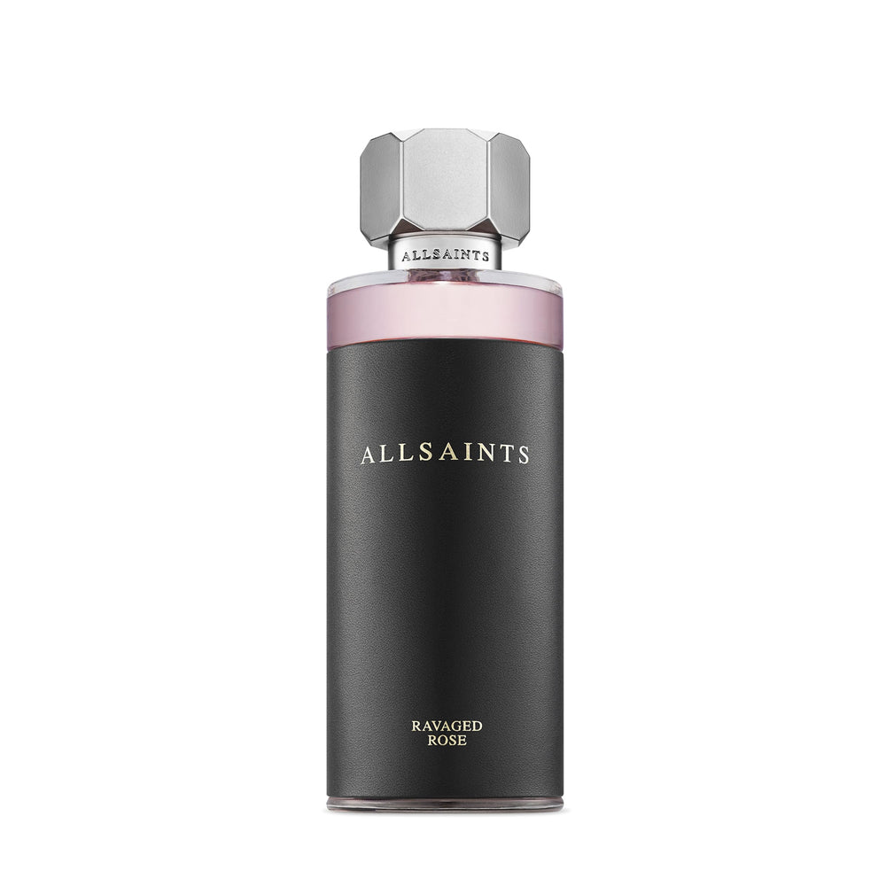 AllSaints Ravaged Rose bottle front view highlighting bold unisex appeal.