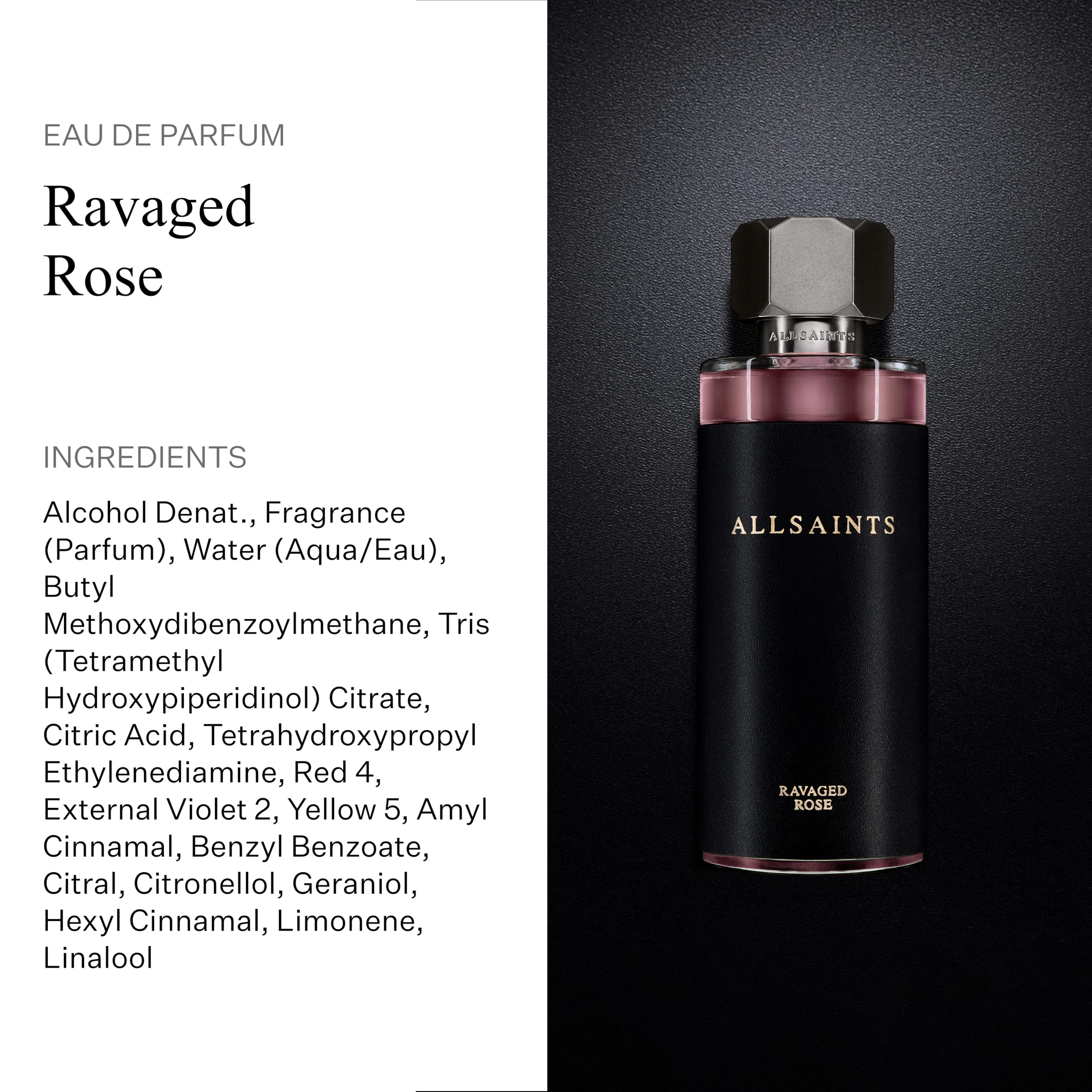 AllSaints Ravaged Rose close-up of rose bloom highlighting floral notes.