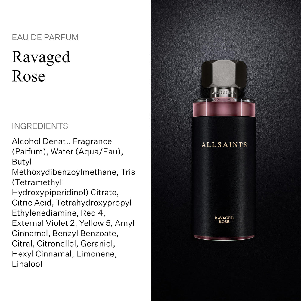 AllSaints Ravaged Rose close-up of rose bloom highlighting floral notes.