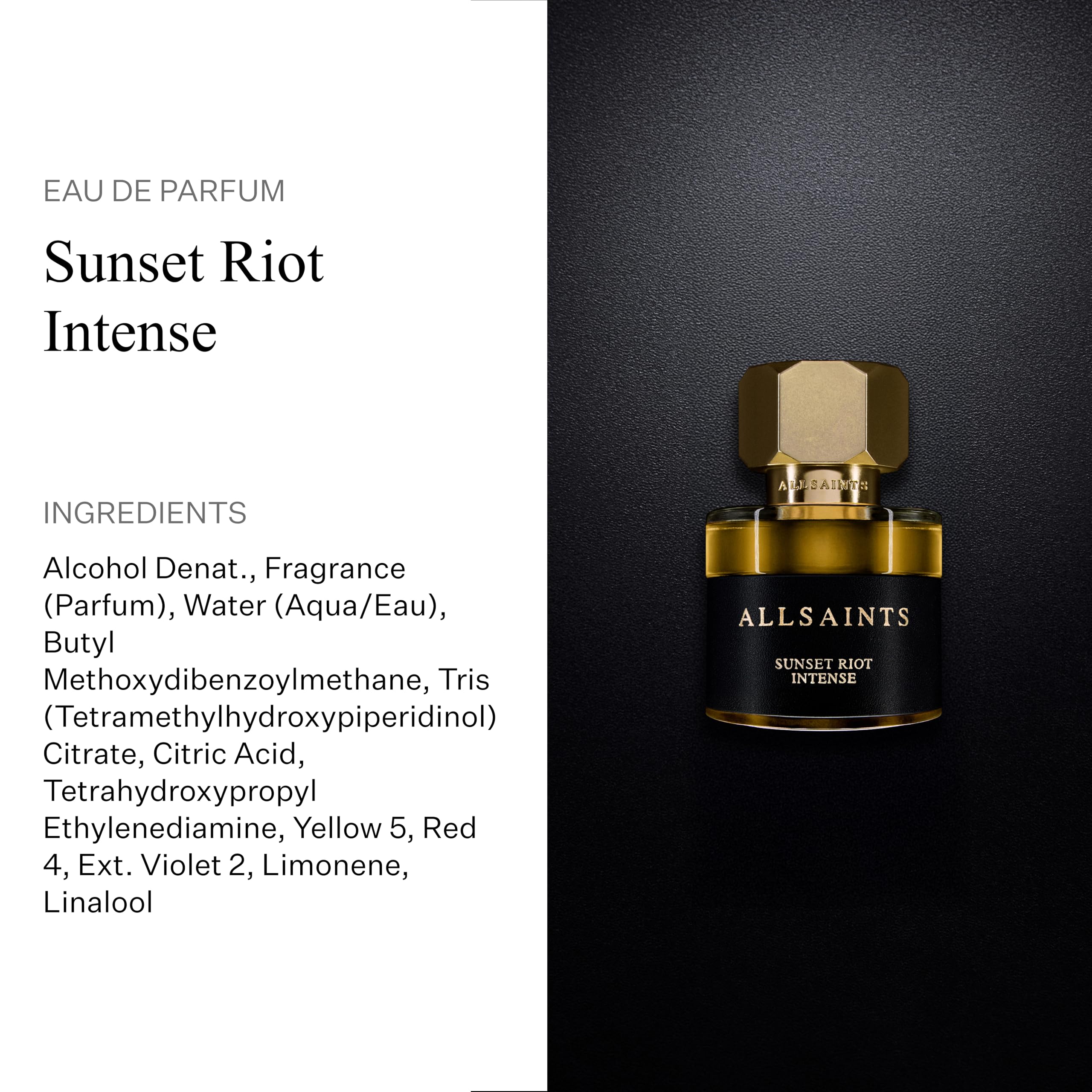 AllSaints Sunset Riot Intense amber notes with cedar create layered depth