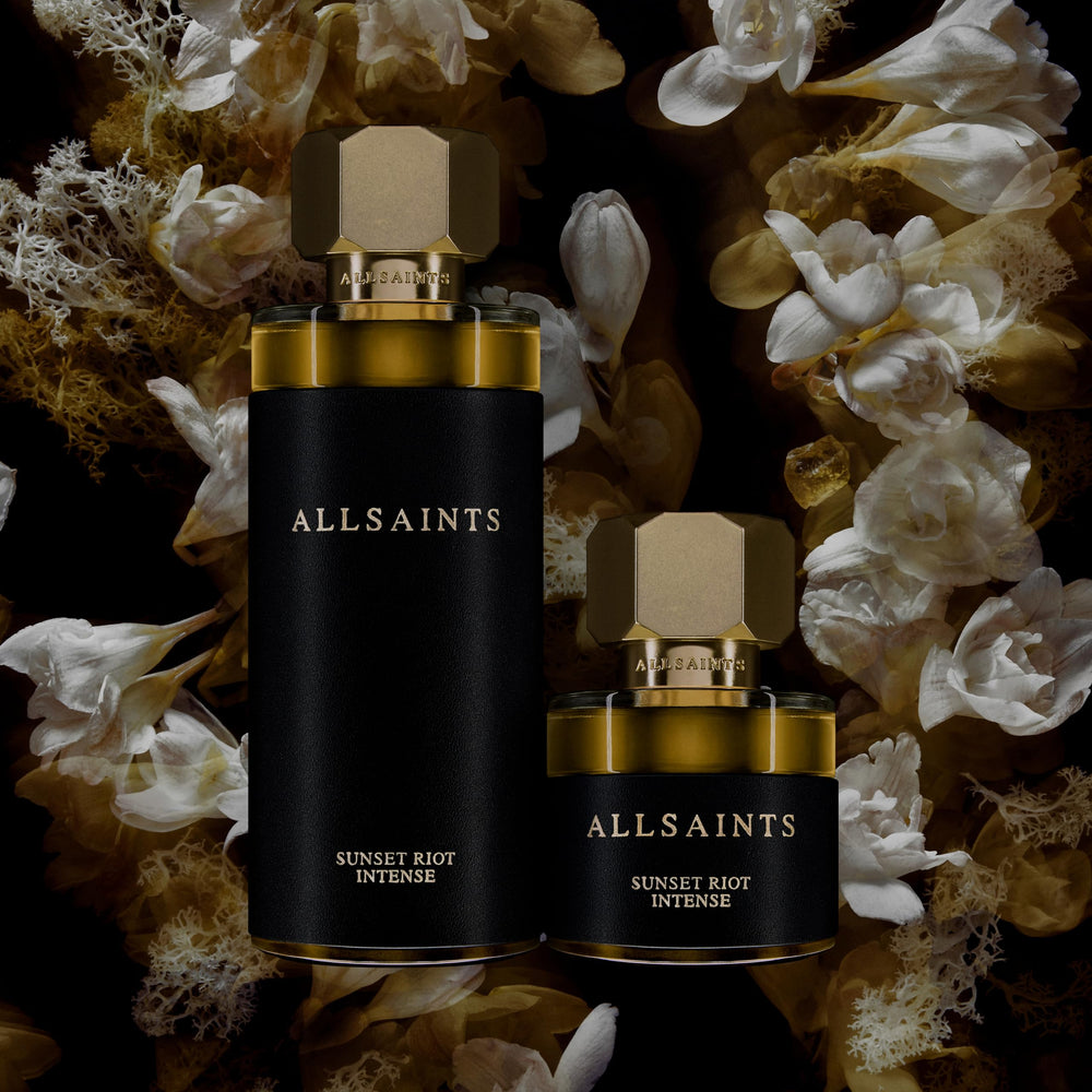 AllSaints Sunset Riot Intense cedar and musk balance strength with softness.