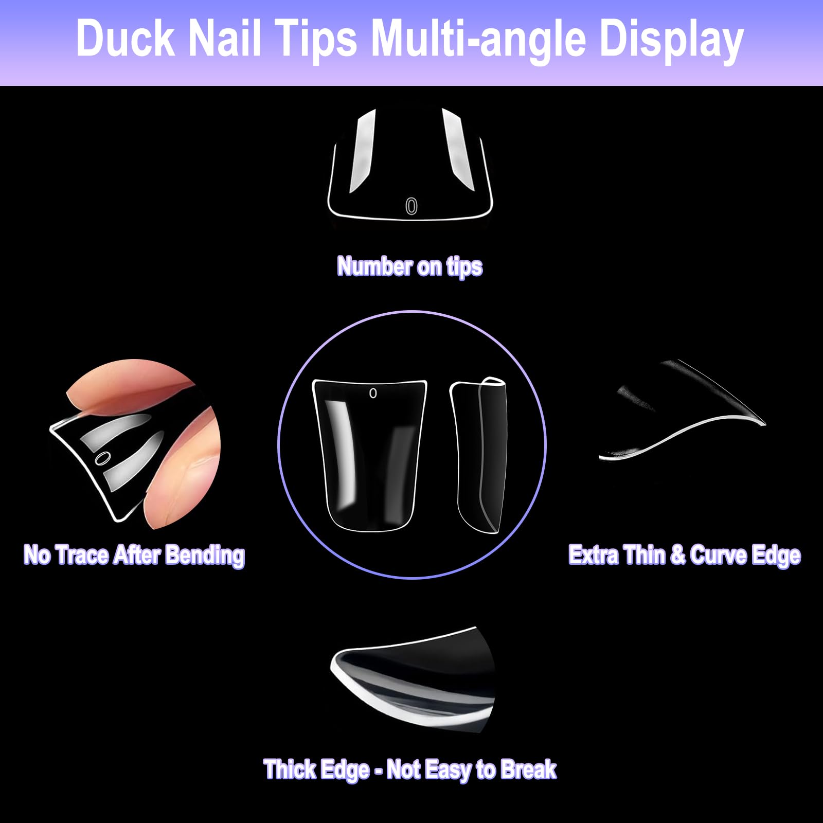 Allstarry duck nail tips easy application with glue and press-on method.