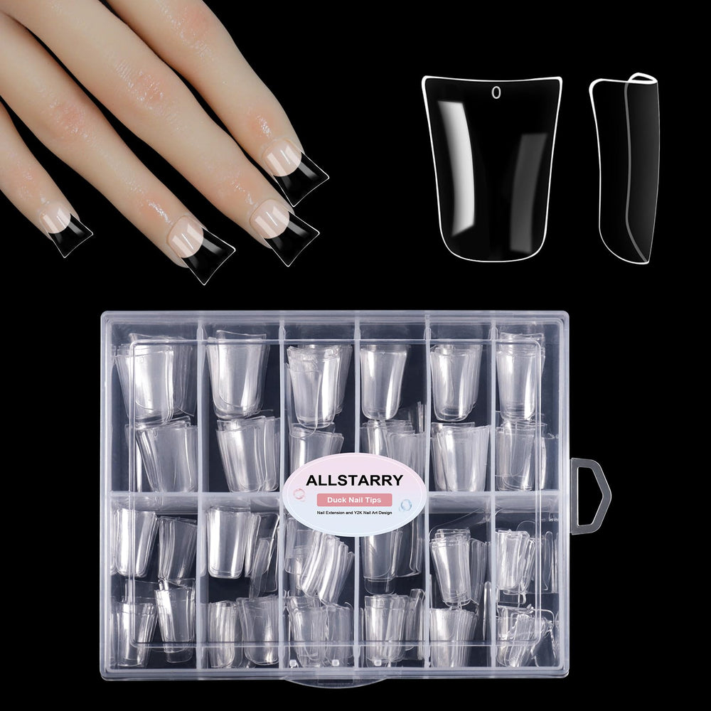 Allstarry duck nail tips short curved full-cover for bold, long-lasting looks.