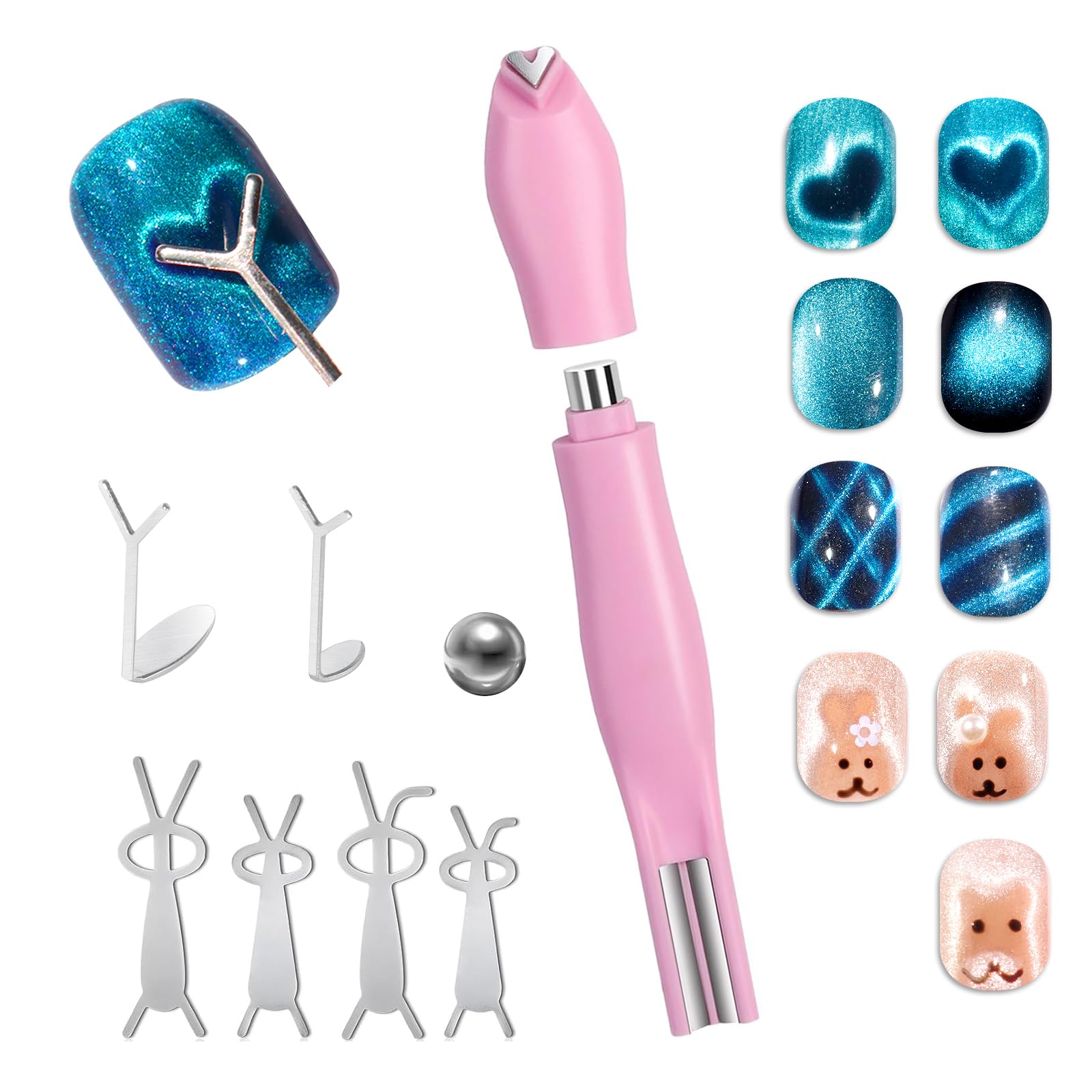 Allstarry heart cat eye magnet pen creates crisp heart patterns on nails.