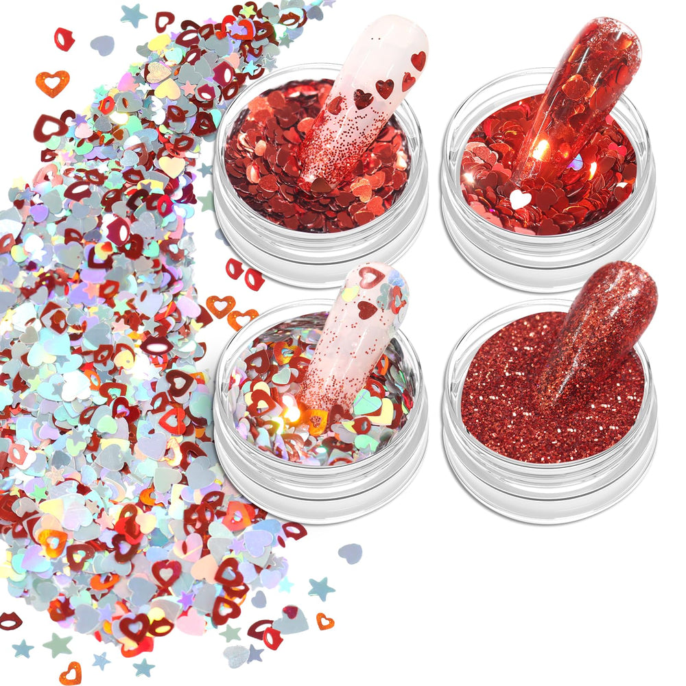 Allstarry heart glitter sequins for nails add holo shine and depth.