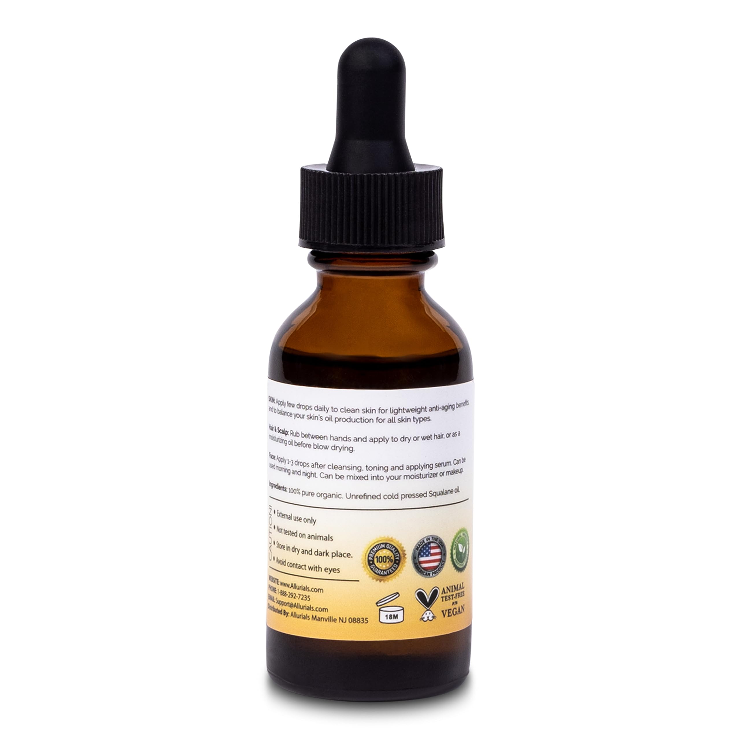 Allurials Squalane Oil supports a quick skin ritual for supple skin