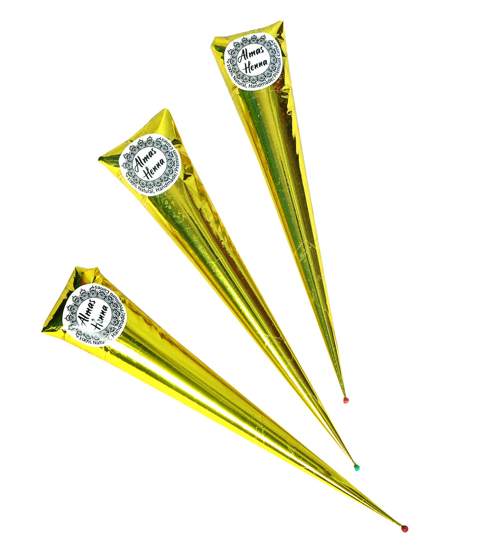 ALMAS Henna Cones 3-pack ready-to-use paste for hair color