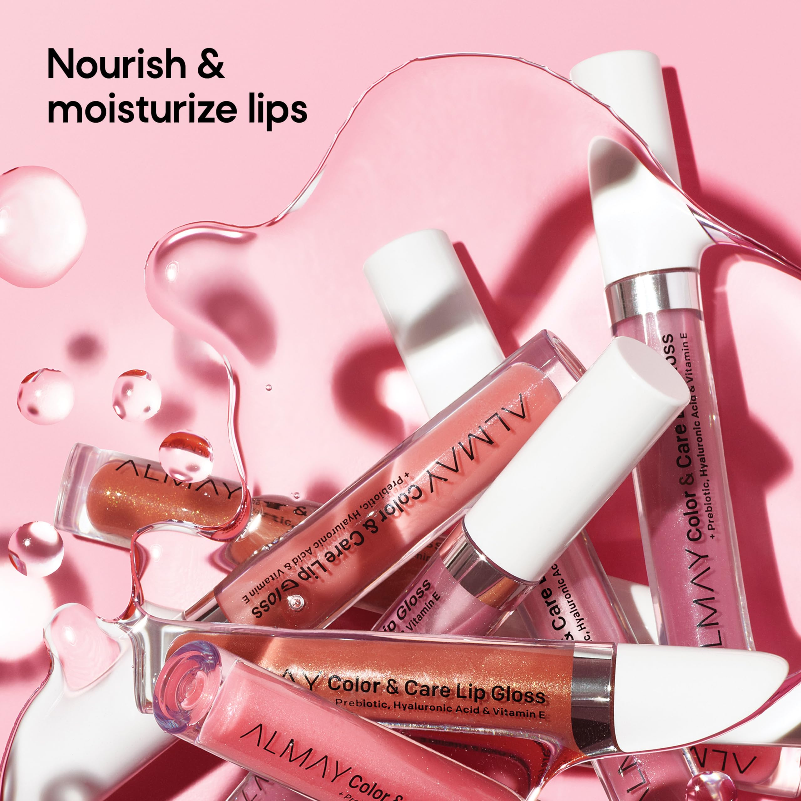 Almay lip gloss packaging cap close-up shows eco-friendly cap design