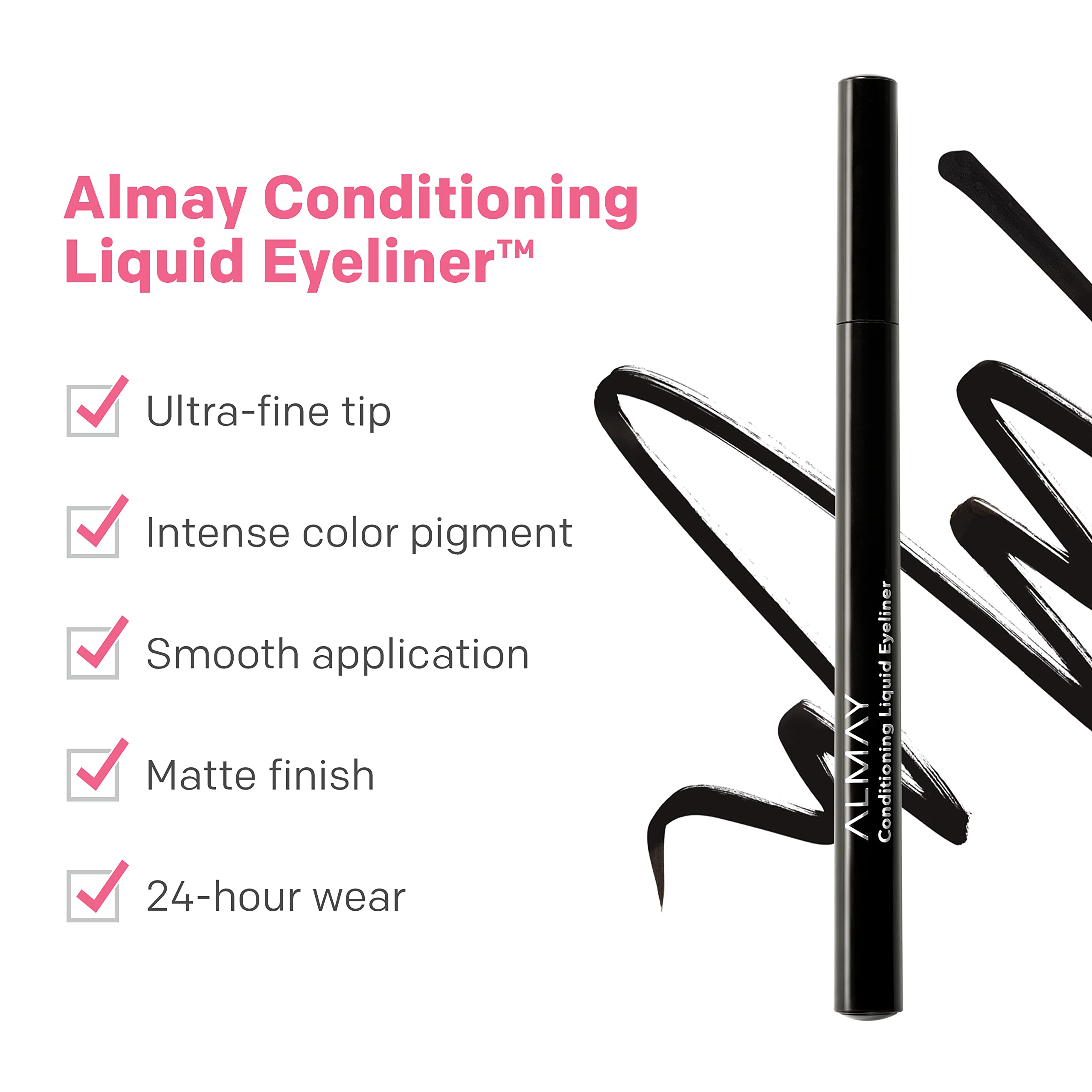 Almay Conditioning Liquid Eyeliner fine felt tip enables controlled design.