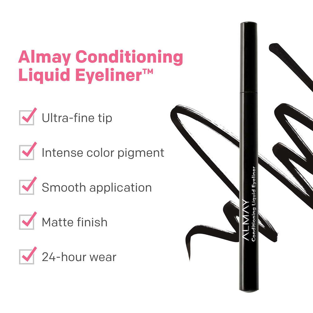 Almay Conditioning Liquid Eyeliner fine felt tip enables controlled design.