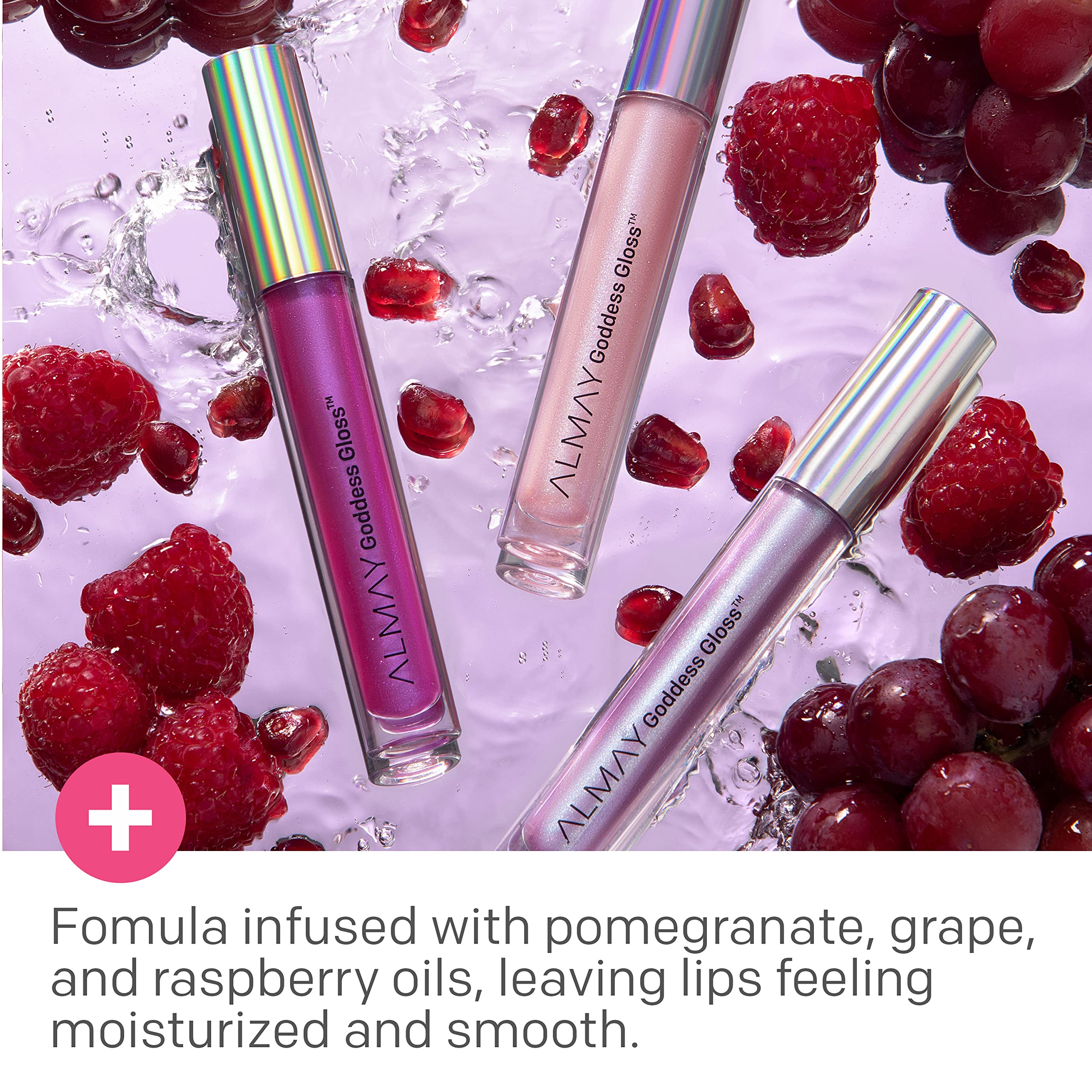 Almay Goddess Gloss Cosmic lip swatch shows sheer glow.