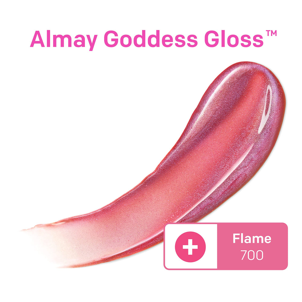 Almay Lip Gloss 700 Flame holographic glitter detail for bold styles