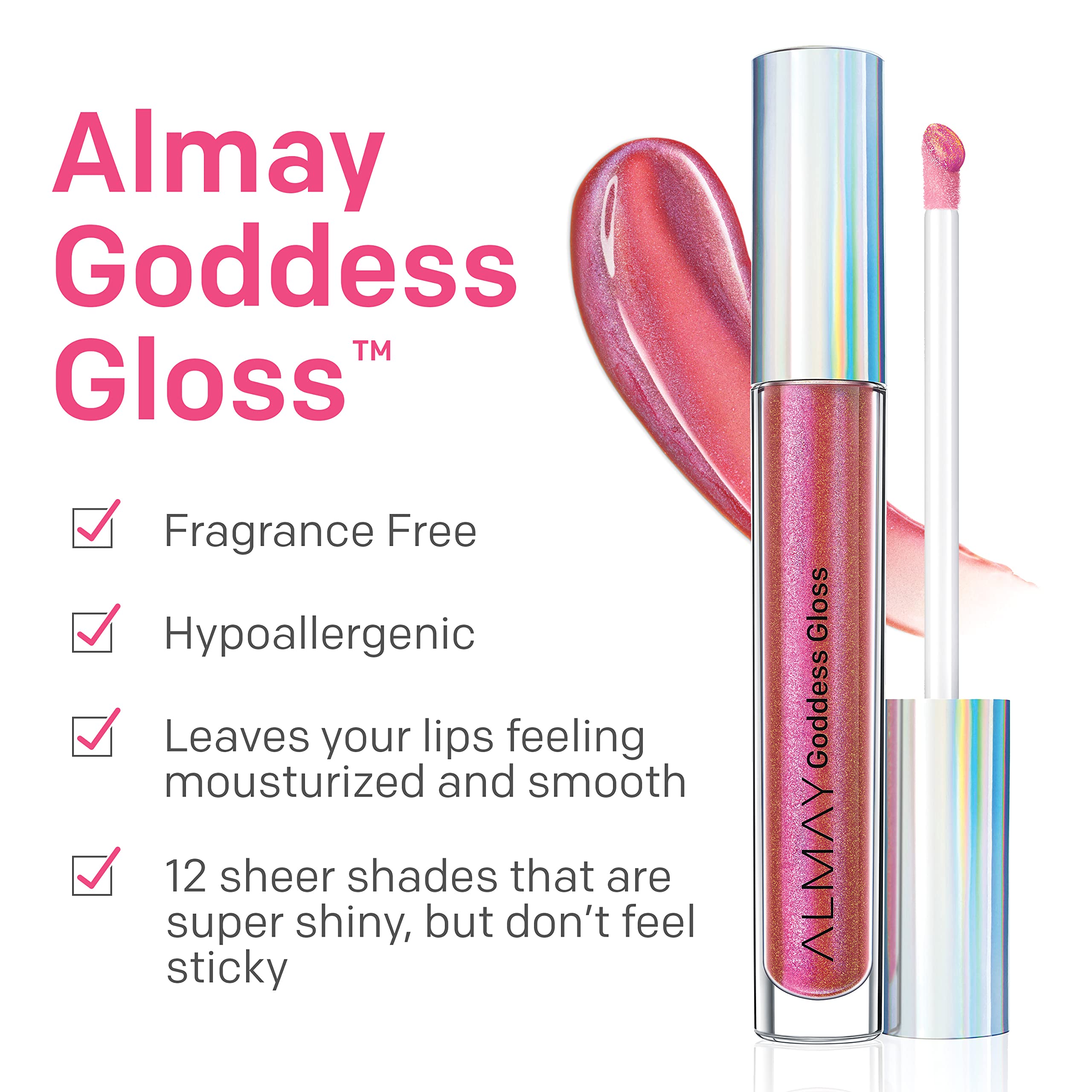 Almay Lip Gloss 700 Flame swatches display sheer, layerable shine on skin