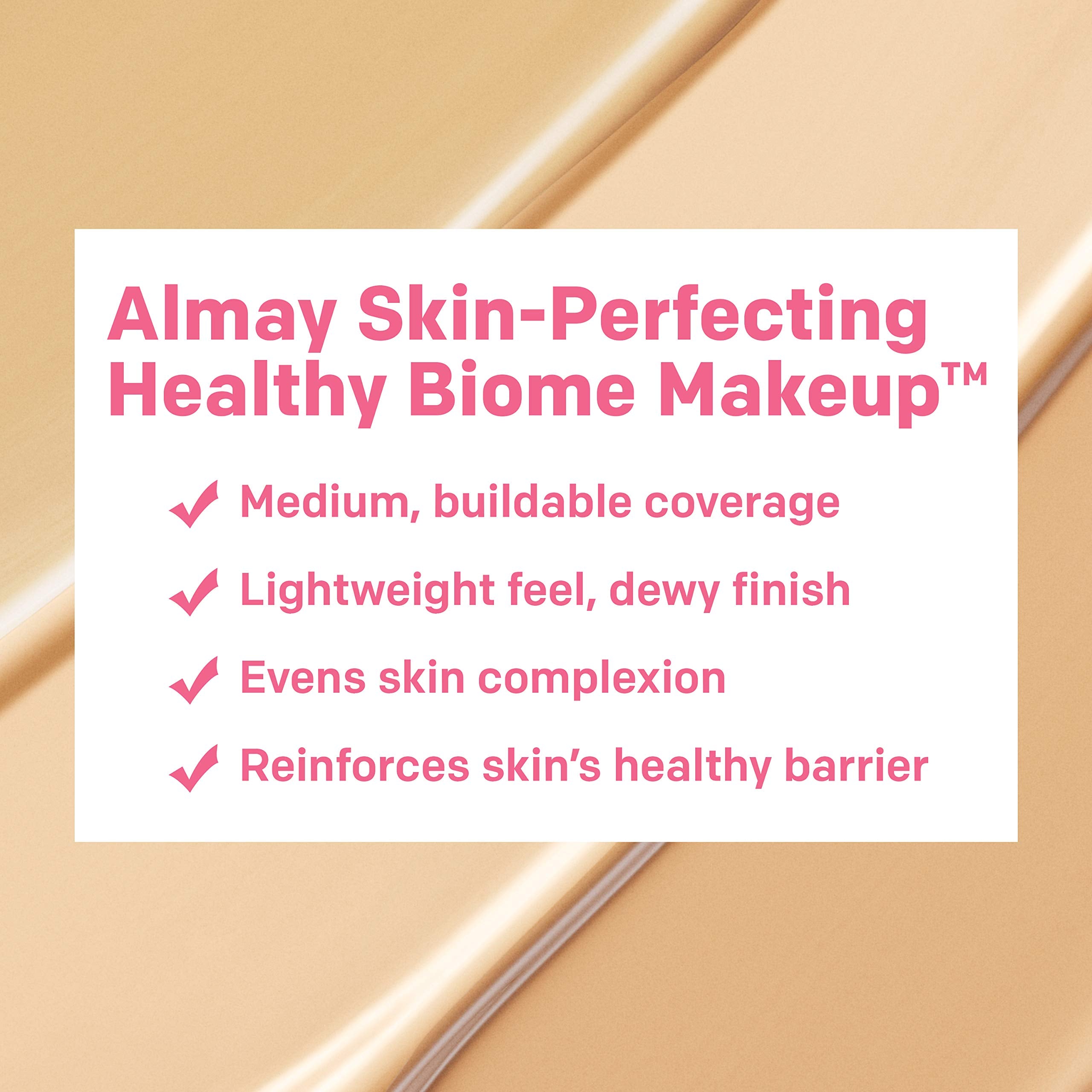 Almay Prebiotic Complex bottle graphic indicating skin barrier support