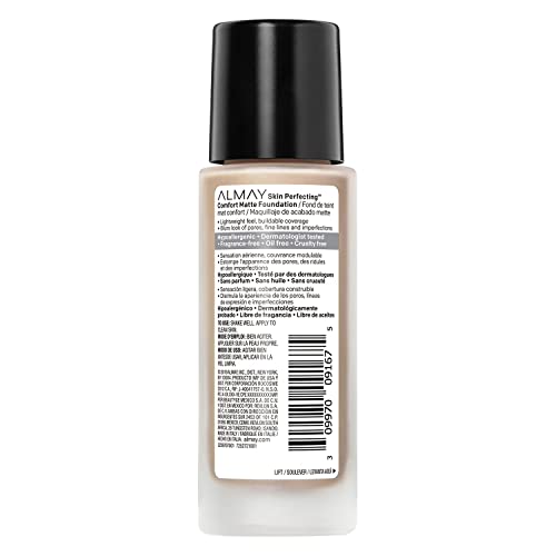 Close-up of Almay foundation texture showing oil-free lightweight coverage