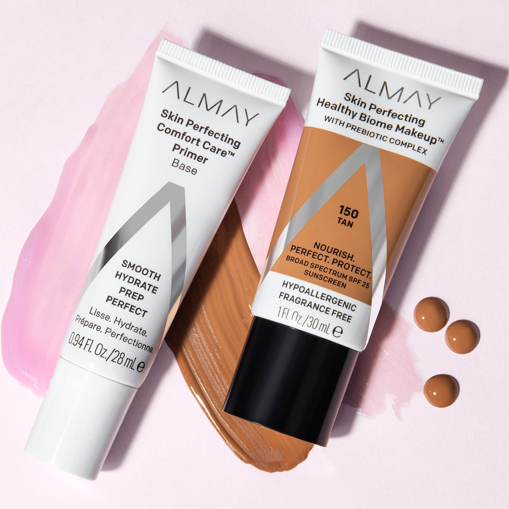 Almay fragrance-free badge on packaging signals sensitive-skin friendliness.