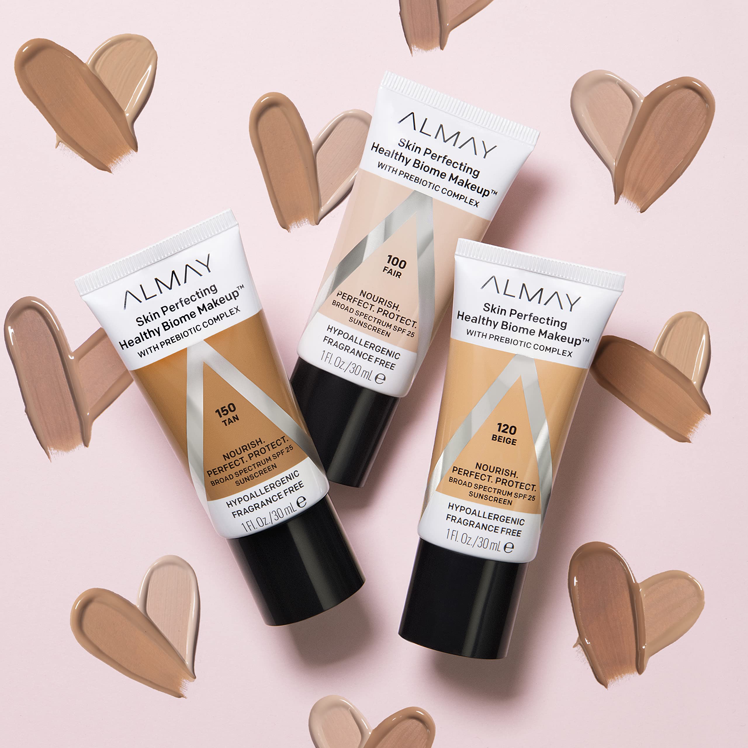 Almay packaging PCR graphic shows recycled-material design details.