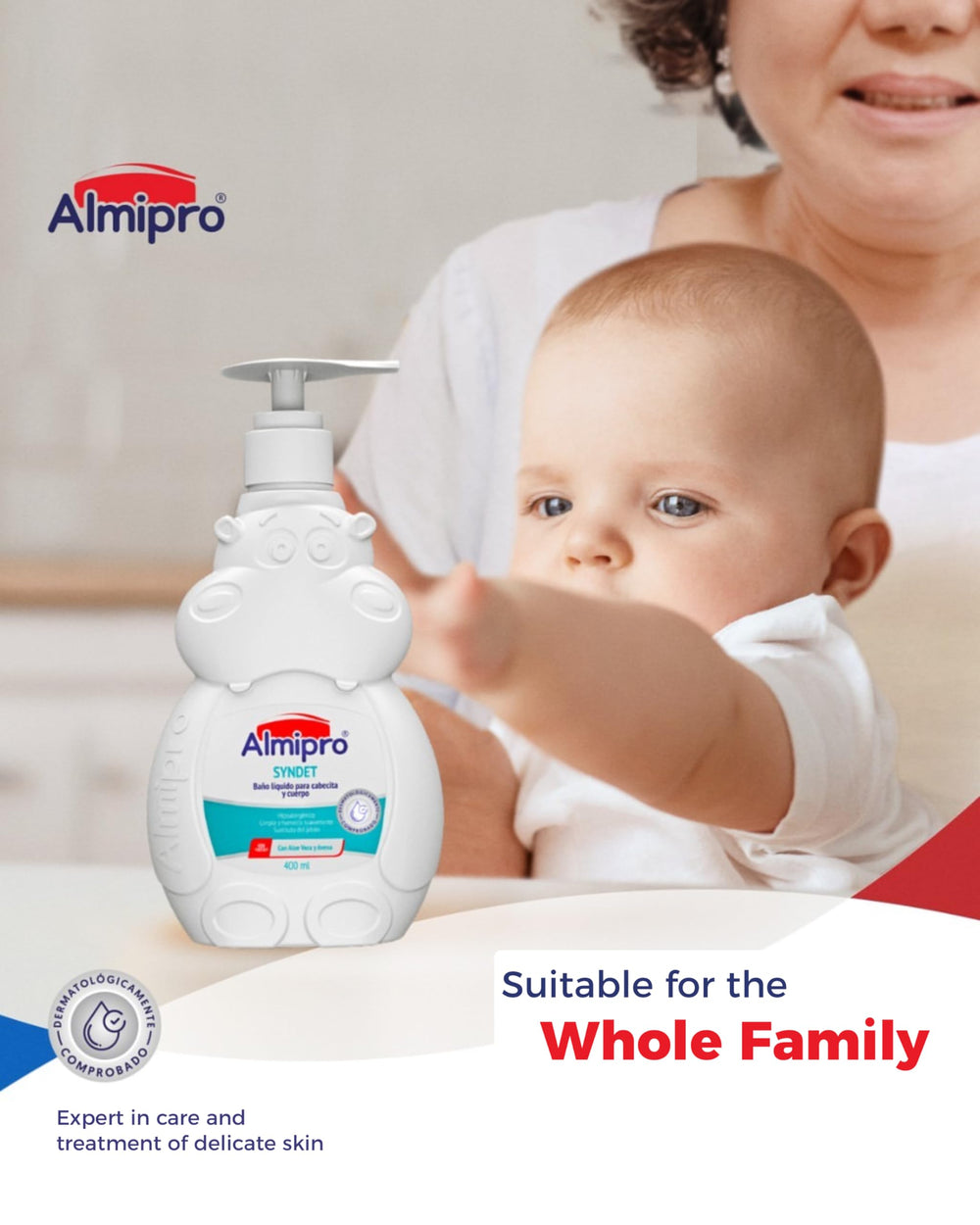 almipro Syndet Baby Wash massage use demonstrating gentle cleansing