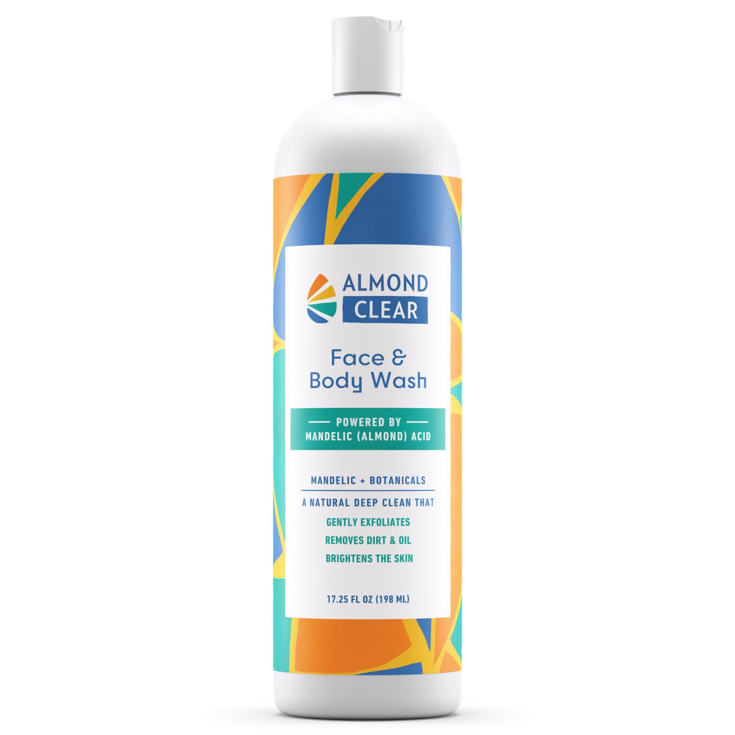 Almond Clear face and body wash bottle for daily gentle cleansing.