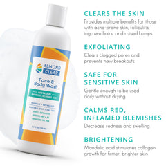 Almond Clear face & body wash foaming lather for thorough cleansing