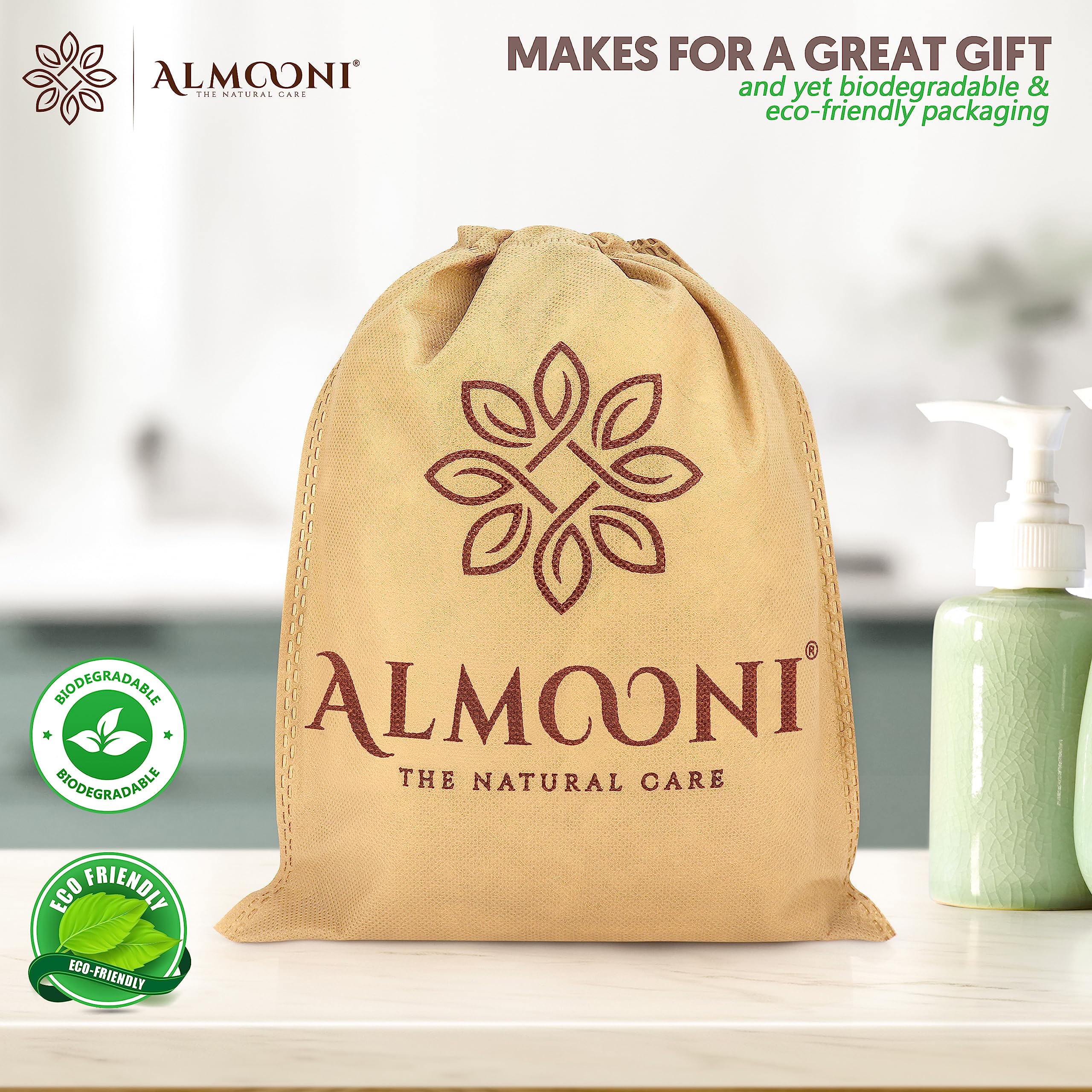 ALMOONI bow-tie loofah pad two-pack ready for gifting or personal use