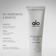 ALO Superfruit lotion texture close-up highlighting smooth absorption