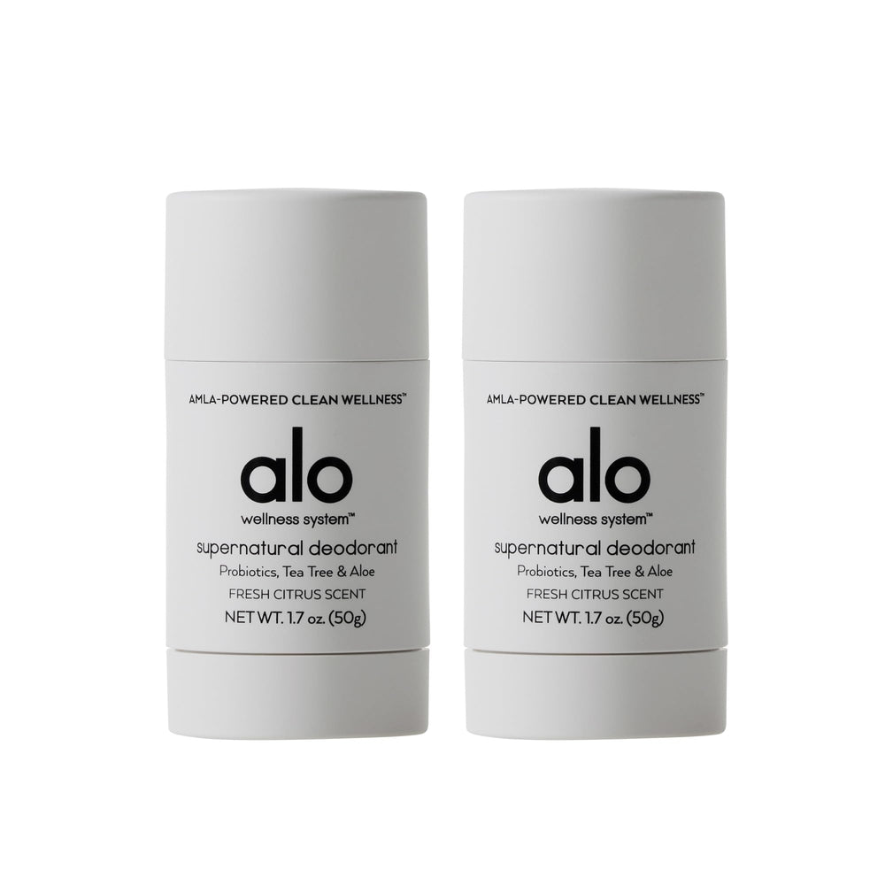 Alo Supernatural Deodorant bottle with citrus scent for daily freshness.