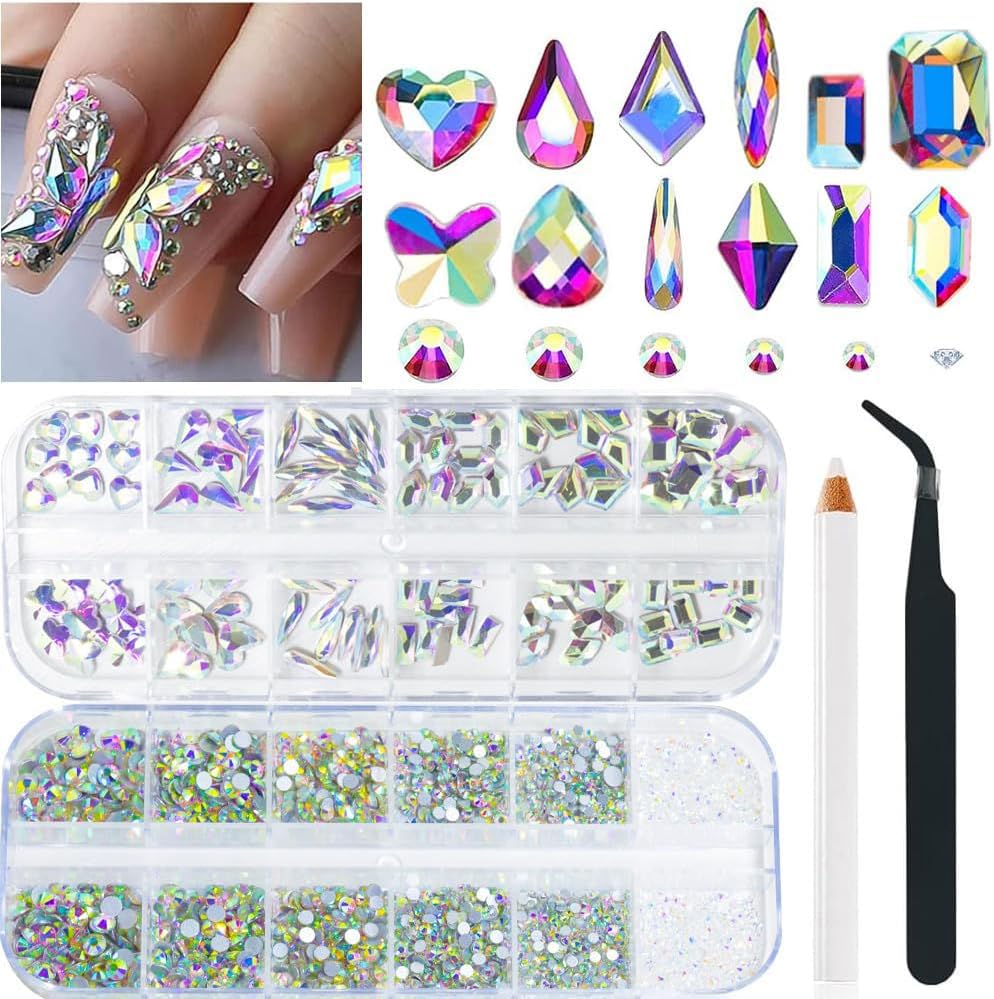 ALOCIAM 2680pcs AB nail rhinestones collection for dazzling nails