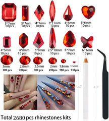 ALOCIAM red rhinestones shapes for versatile nail art embellishment