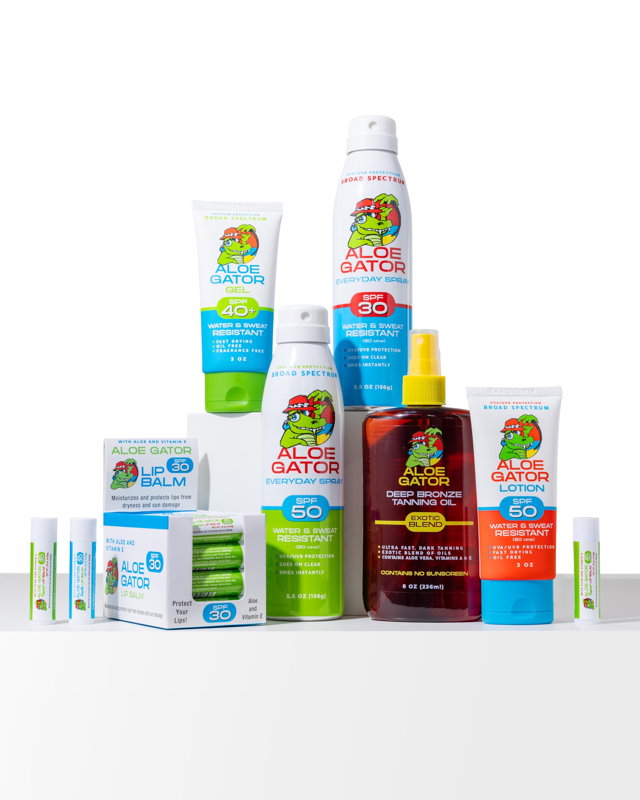 Aloe Gator Gel Sunscreen fast-drying gel keeps skin comfortable.