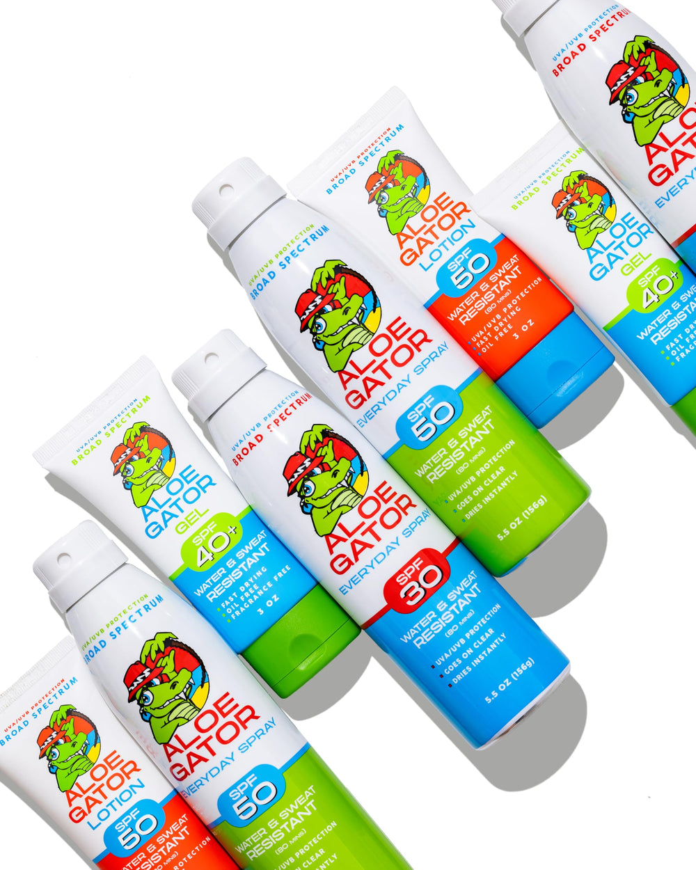 Aloe Gator Gel Sunscreen fragrance-free label ensures gentle protection.