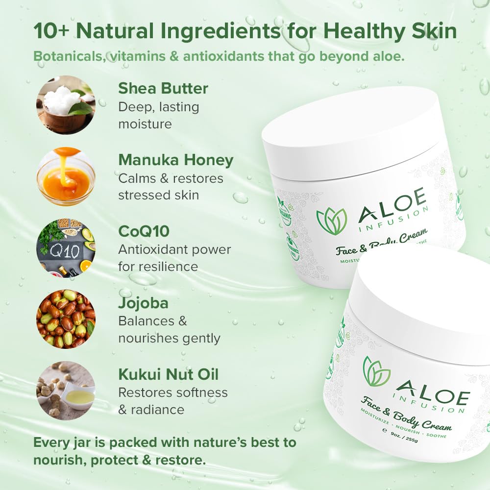 Aloe Infusion after-sun care scene suggests calming hydration after sun exposure.